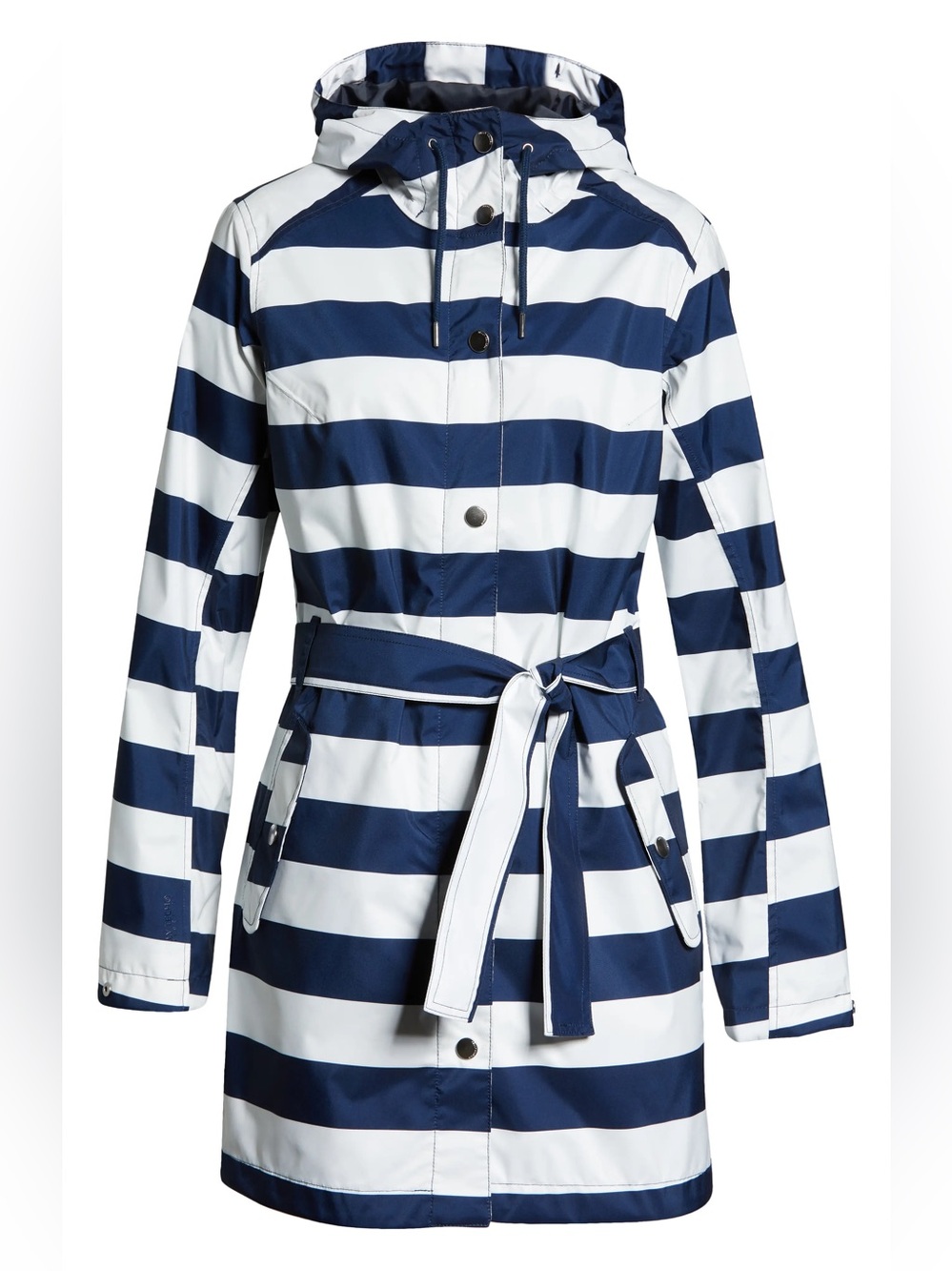 Helly Hanson Lyness II Waterproof Raincoat in Blue White Stripe with Hood